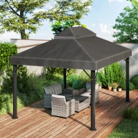 Outsunny Pavillon-Ersatzdach, 3 x 4 m, Ersatzplane mit Wasserablauf-Öffnungen, Polyester, Sonnenschutz, UPF30+, Dunkelgrau(m-9)