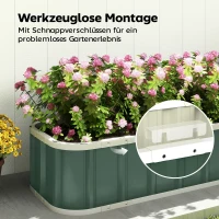 Outsunny Hochbeet Stahl, Pflanzbeet mit Klickverschlüssen Gefaltete Kante Frühbeet 136 x 52 x 31 cm Hellgrün(m-5)