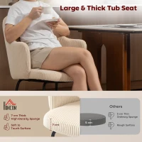 HOMCOM Krzesło do jadalni, pokrycie z sztruksu, forma muszli, metalowe nogi, podkładki, Beżowe(m-4)