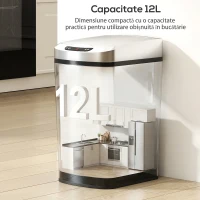 HOMCOM Coș de Gunoi 12L cu Senzor Infraroșu și Recipient Detasabil, din Oțel Inoxidabil, ABS și PP, 28x22x41 cm, Argintiu(m-5)