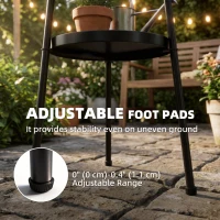 Outsunny Patio Side Table, 2-Tier Round Coffee End Table for Garden Balcony Living Room Bedroom, Black(m-5)