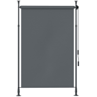 Outsunny Tenda da sole retrattile su palo con manovella e altezza regolabile, Grigio scuro