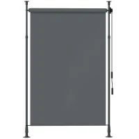 Outsunny Tenda da sole retrattile su palo con manovella e altezza regolabile, Grigio scuro(m-1)