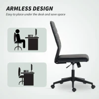 HOMCOM Scaun de Birou Ergonomic și Reglabil cu Spătar Curbat, din Piele PU și Oțel, 58x53x97-107 cm, Negru(m-6)