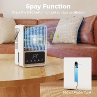 HOMCOM Desk Fan with Humidifier and RGB Light Portable Table Fan with 550ml Water Tank Black(m-5)