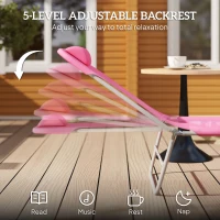 Outsunny Folding Sun Lounger with Head Pillow - Pink(m-4)