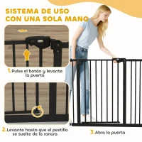 PawHut Barrera de Seguridad para Perros 74-94 cm con Extensión Montaje a Presión y Doble Bloqueo Negro(m-6)