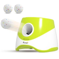 PawHut Automatischer Ballwerfer Interaktive Ballwurfmaschine mit 3 Bälle 3 Distanzen 6m/10 m/14m für kleine mittlere Hunde Grün(m-1)