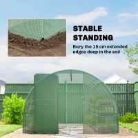 Outsunny 3 x 4 m Walk-in Polytunnel Greenhouse with Hinged Door and 8 Roll Up Mesh Windows, Garden Tunnel Warm House Tent, Green(m-8)