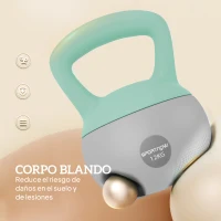 SPORTNOW Pesa Rusa 12 kg Kettlebell Relleno de Arena Metálica Mango Antideslizante para Entreno en Casa 21x21x30 cm Verde y Gris(m-4)