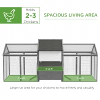 PawHut Kurnik dla małych zwierząt 2 wybiegi zewnętrzne, 1 gniazdo, 2 rampy, dach asfaltowy, odporny na warunki atmosferyczne, Szary(m-4)