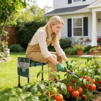 Outsunny Perna și scaun pentru genunchi de grădină, capacitate 150 kg, taburet de grădină cu zonă genunchi căptușită, picioare din oțel extensibile(m-5)