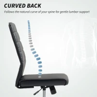 HOMCOM Scaun de Birou Ergonomic și Reglabil cu Spătar Curbat, din Piele PU și Oțel, 58x53x97-107 cm, Negru(m-5)