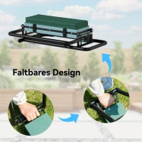 Outsunny Almohadilla y asiento para jardín, capacidad 150 kg, taburete de jardín con área de rodilla muy acolchada, patas de acero extensibles(m-4)