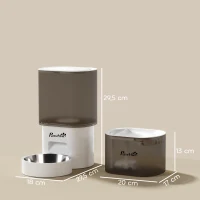 PawHut Automatyczny dyspenser karmy i 2,5 L dyspenser wody dla małych psów, kotów Biały(m-3)