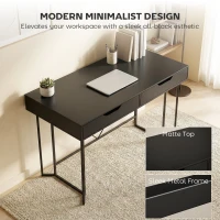 HOMCOM Małe Biurko Komputerowe z 2 Szufladami, Duży Blat Roboczy 120 x 60 x 77 cm, Czarny(m-4)