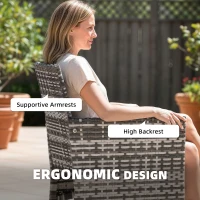Outsunny 2-częściowy zestaw rattanowych krzeseł ogrodowych z poduszkami i stalową ramą, Szare(m-5)