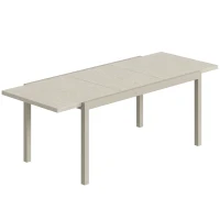 Outsunny Table de jardin extensible 154/214 x 85 cm Table à manger en aluminium pour 8-10 personnes avec effet bois Gris clair(m-7)