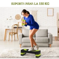 HOMCOM Aerobic Fitness Step, Stepper reglabil la 3 inaltimi 10-15-20 cm pentru antrenament acasa si la sala, albastru si negru(m-7)