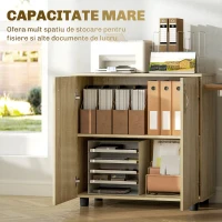 Vinsetto Dulap de birou multifuncțional pentru documente cu încuietoare, 2 uși și raft interior, 80x40x80 cm, stejar(m-4)