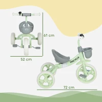 AIYAPLAY Kids Trike, Toddler Tricycle with Front Basket and EVA Wheels for Ages 2-5 Years, Indoor Outdoor for Boys Girls, Green(m-3)
