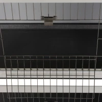 PawHut Kleintierstall für Meerschweinchen und Zwergkaninchen, doppelstöckig, Holz, Grau(m-9)