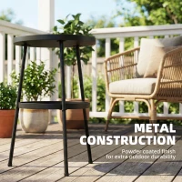 Outsunny Patio Side Table, 2-Tier Round Coffee End Table for Garden Balcony Living Room Bedroom, Black(m-6)