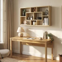 HOMCOM Estante de Pared Decorativo Estantería para Libro, CDs con 8 Cubos 85x14,5x47,5 cm Roble(m-7)