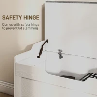 HOMCOM 103L Storage Chest, Modern Storage Trunk with Safety Hinge, Seat Pillow, Multi-Functional Shoe Bench for Living Room, Entryway, Bedroom, White(m-6)