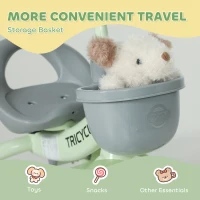 AIYAPLAY Kids Trike, Toddler Tricycle with Front Basket and EVA Wheels for Ages 2-5 Years, Indoor Outdoor for Boys Girls, Green(m-6)