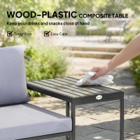 Outsunny 3-częściowy zestaw mebli balkonowych: 2 fotele ze stolikiem, zdejmowane poduszki na siedzisko i oparcie, oddychające pokrowce, szary(m-6)