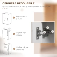 HOMCOM Dulap pentru cuptor cu microunde cu dulap inferior și 3 rafturi laterale cu ușă din sticlă, din lemn, 80x35x97 cm, alb(m-5)
