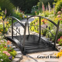 Outsunny 1.2M Metal Garden Bridge with Safety Railings, Outdoor Pond Bridge, Arch Decorative Footbridge for Creek Stream(m-9)