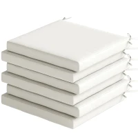 Outsunny Set Sitzkissen für Esszimmerstühle 46x42x7 cm 6 Stück mit waschbarem Bezug und Bändern, wasserabweisend und UV-beständig Creme(m-6)