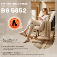 HOMCOM Berber Fleece Nursery Glider Rocker for Nursing, Wingback Rocking Chair for Living Room, Beige(m-9)