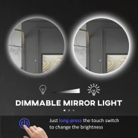 kleankin Lustro łazienkowe 60 cm, podświetlane, 3 kolory światła(m-5)