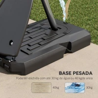 SPORTNOW Cesta de Basquetebol Ajustável 236-293 cm com Rodas Painel de PC Base Recarregável para Exterior Preto(m-5)