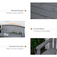 Outsunny Dwuosobowa ławka ogrodowa z drewna, odporna na warunki atmosferyczne, 240 kg obciążenia, 143 x 51 x 85 cm, szara(m-6)