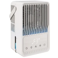 HOMCOM Desk Fan with Humidifier and RGB Light Portable Table Fan with 550ml Water Tank White(m-1)