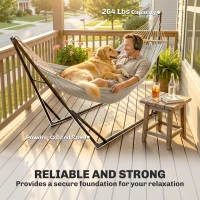 Outsunny Verstelbaar Opvouwbaar Hangmatframe met Draagtas, 290x78x100 cm, Zwart(m-7)