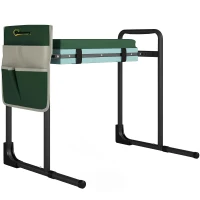 Outsunny Almohadilla y asiento para jardín, capacidad 150 kg, taburete de jardín con área de rodilla muy acolchada, patas de acero extensibles(m-1)