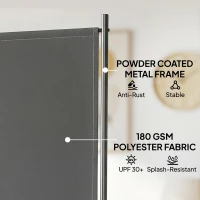 Outsunny 3-delige scheidingswand 260 x 30 cm Vrijstaand Paravent Privacy-scherm van Metaal, Outdoor Ruimtedeler Donkergrijs(m-6)