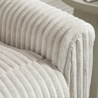 HOMCOM Sillón Relax Reclinable Manual Tapizado en Pana Instalación Rápida Reposapiés Acolchado Grueso Crema(m-9)