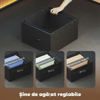 HOMCOM Birou Gaming Reversibil în Formă de L cu LED, 192,5cm Birou Colțar cu Prize Electrice, Suport Monitor și CPU, 2 Sertare din Material Textil pentru Documente A4/Legal, pentru Casă Birou Studio, Negru(m-5)