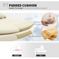 HOMCOM Armless Office Chair, PU Leather Criss Cross Legged Desk Chair with Wide Seat, Double-Tier Padding, Throw Pillow and Tilt Function, Height Adjustable Swivel Computer Seat for Home, Beige(m-4)