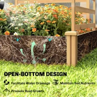 Outsunny Podwyższone Grządki z Kratką Drewniany Kwietnik z 3 Kratkami i Otwartą Podstawą 240 x 125 x 102 cm Naturalne Drewno(m-6)