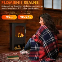 HOMCOM Biokominek z etanolem, wolnostojący, 3-godzinny czas palenia, do 25 m², półka na drewno opałowe, nierdzewna stal, czarny, 43 x 25 x 68 cm(m-4)