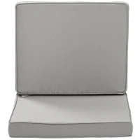 Outsunny Set van 2 zitkussens, 56 x 52 cm stoelkussens met rits, stofhoes, 7 cm dikke vulling, wasbaar Lichtgrijs(m-8)