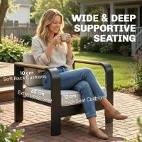 Outsunny 4 Seater Aluminium Garden Furniture Set, Olefin Cushions, Garden Sofa Set with Loveseat, Armchairs, Table, Beige(m-4)