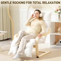 HOMCOM Birch Wood Lounge Chair, Upholstered Recliner Lounge Seat with Adjustable Footrest, Modern Armchair for Living Room, Bedroom, Balcony, Office, White(m-6)